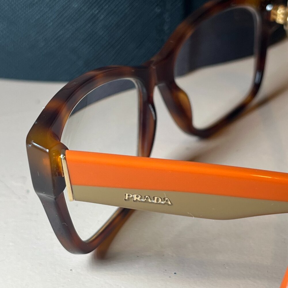 Prada VPR 24R Eyeglasses Frames TKR-101 54-16-140 Women Tortoise Orange Cat Eye